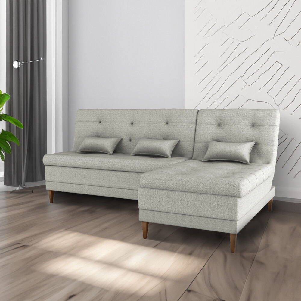 Sillón Cama con Chaise Izquierdo y derecho - Nice Gris claro Wood