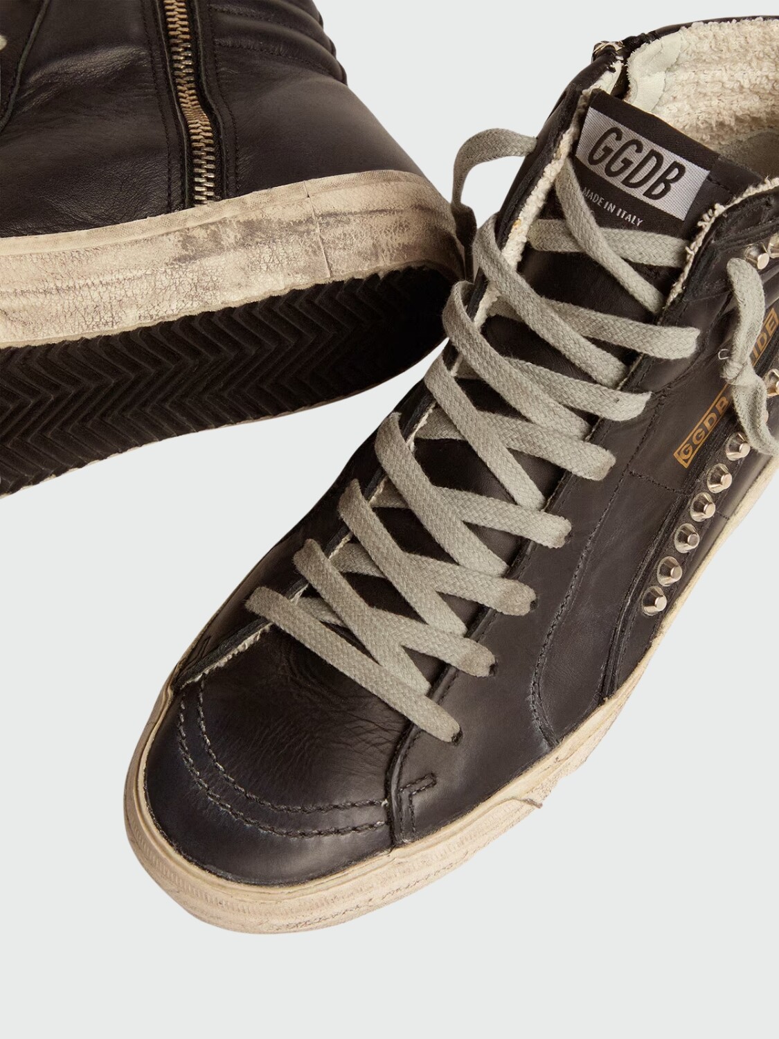 GOLDEN GOOSE - Zapatillas Slide para mujer negras con tachuelas Negro