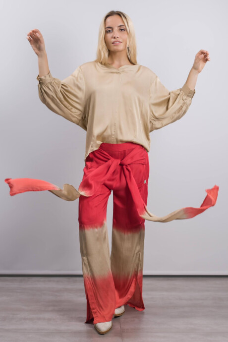 PANTALON ESPINO Rojo Y Champagne