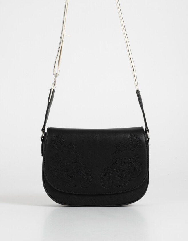 Bandoleras Boho Bandolera Bordada Con Solapa - Negro