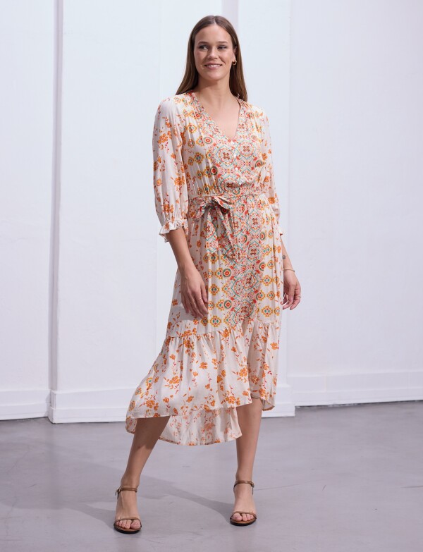 Vestido Gasa Print BEIGE/MULTI