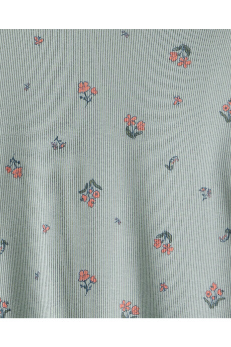 Set dos piezas de algodón, pantalón y remera, diseño floral Sin color