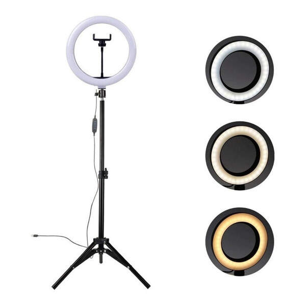 Anillo Aro Luz Led Tripode Soporte Flexible 2.2m 3 Niveles sin Control