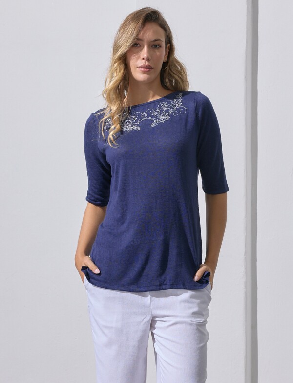 Remera 3/4 Det Borda AZUL