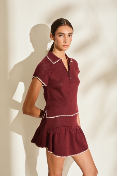 TOP ZIP KNIT Uva