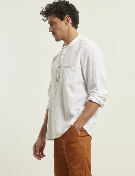 012105 CAMISA HARRINGTON LABEL DE LINO Blanco