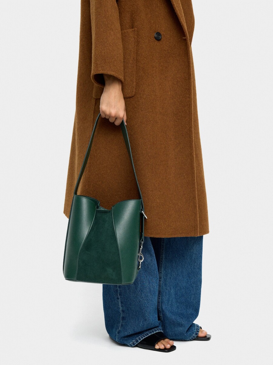 Bolso Bombonera Con Detalles De Piel verde