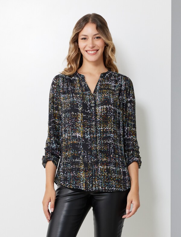 Blusa Gasa Print MULTI/NEGRO