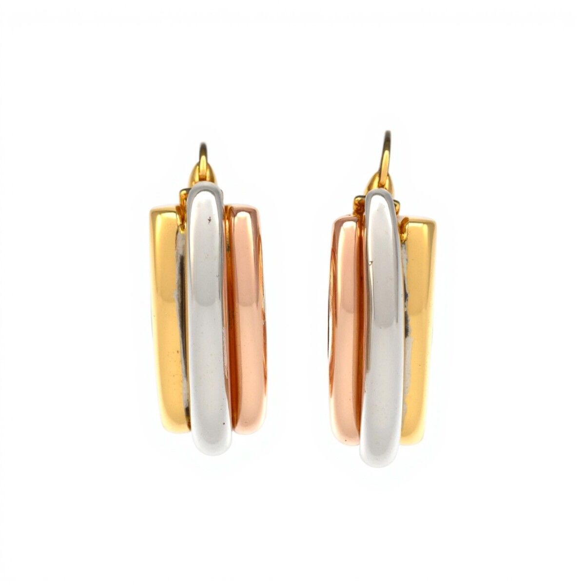 Caravanas aros de oro 3 lineas- Oro bajo - Sin piedra- CA8033 - sinpiedra 