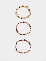 Set De Pulseras Elásticas Cuentas Efecto Piedra multicolor