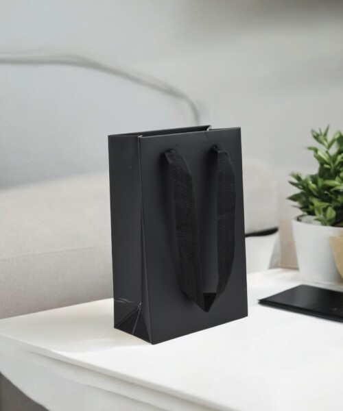 Bolsa cartulina laminada 10x05x15 cm NEGRO