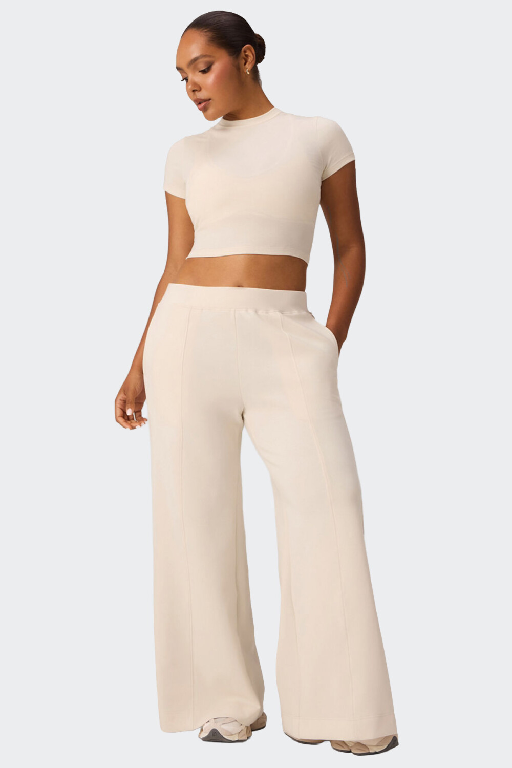 Remera Fabletics Cotton Crropped Beige