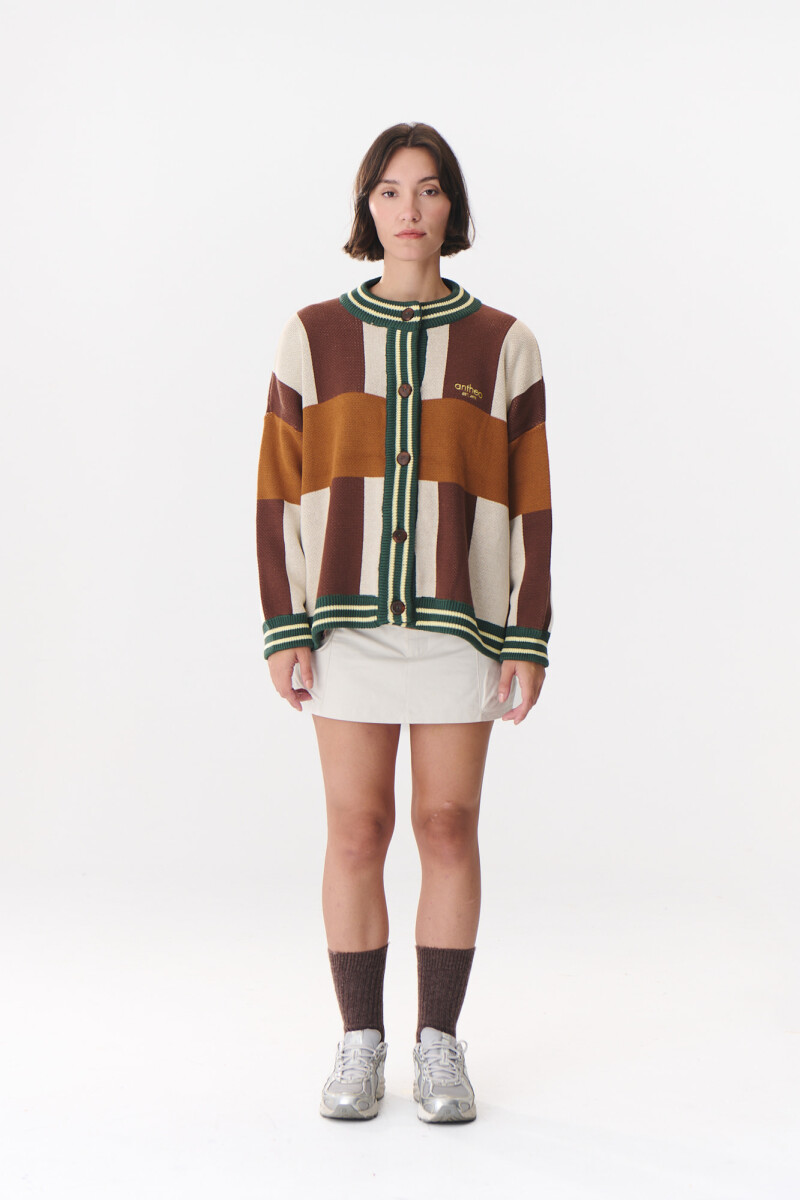Cardigan Glory Print Chocolate PRE ORDEN