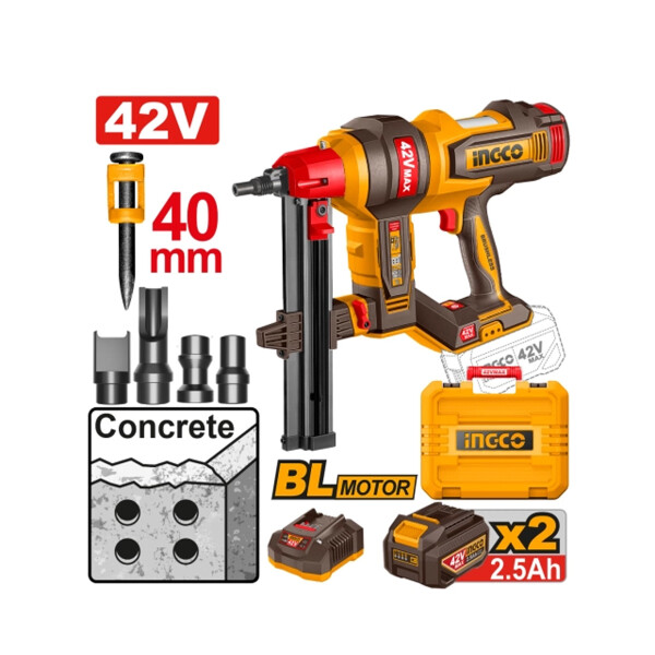 CLAVADORA P/CONCRETO A BATERIA 42V 40MM BRUSHLESS C/ 2 BAT 2.5AH + CARGADOR + AC CLAVADORA P/CONCRETO A BATERIA 42V 40MM BRUSHLESS C/ 2 BAT 2.5AH + CARGADOR + AC