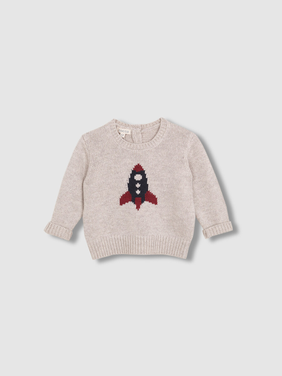 Jersey Intarsia Cohete Piedra Melange