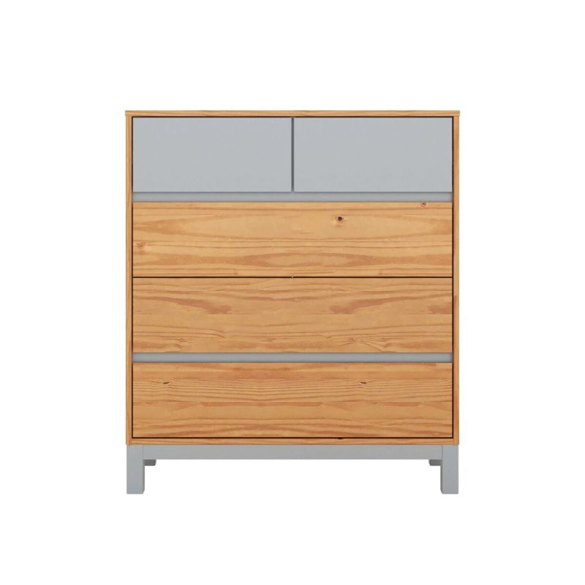 Cómoda 5 Cajones - Madera Maciza Pino/Gris - Square 