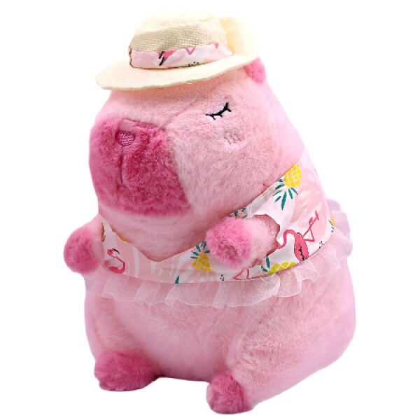 Peluche Capibara con Ropa y Acs Temáticos Vacaciones Atrix Color Rosa