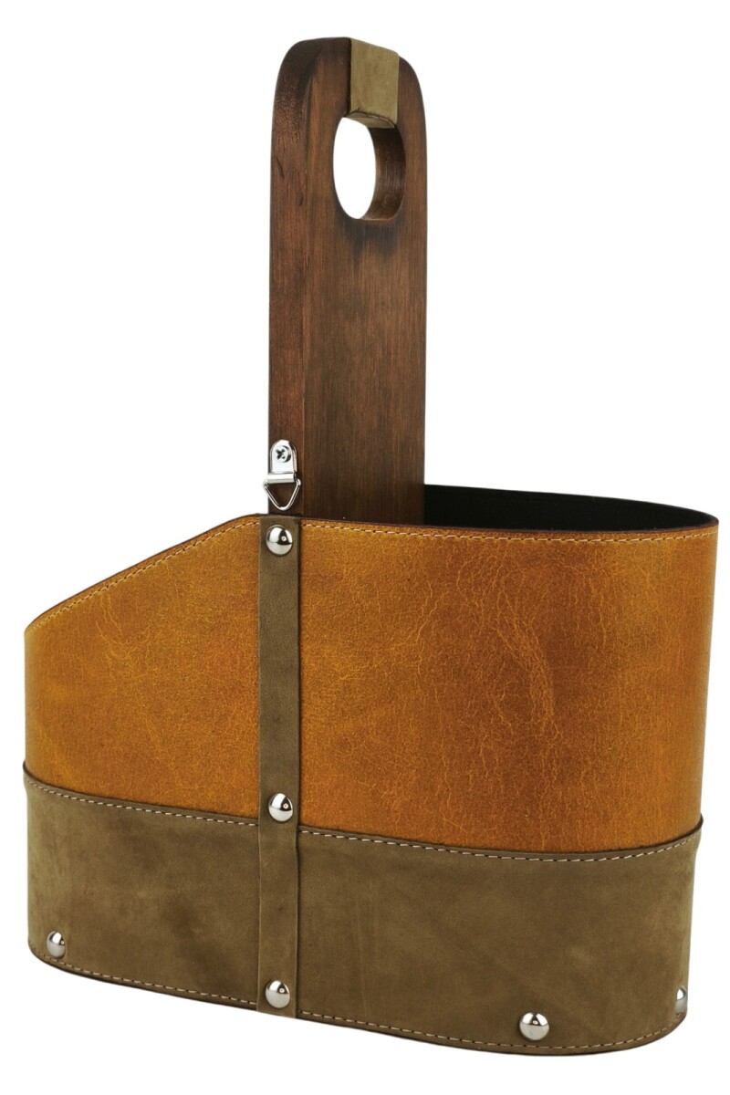 Matera de Cuero Vacuno Legítimo con Estructura Integral de Madera Mostaza