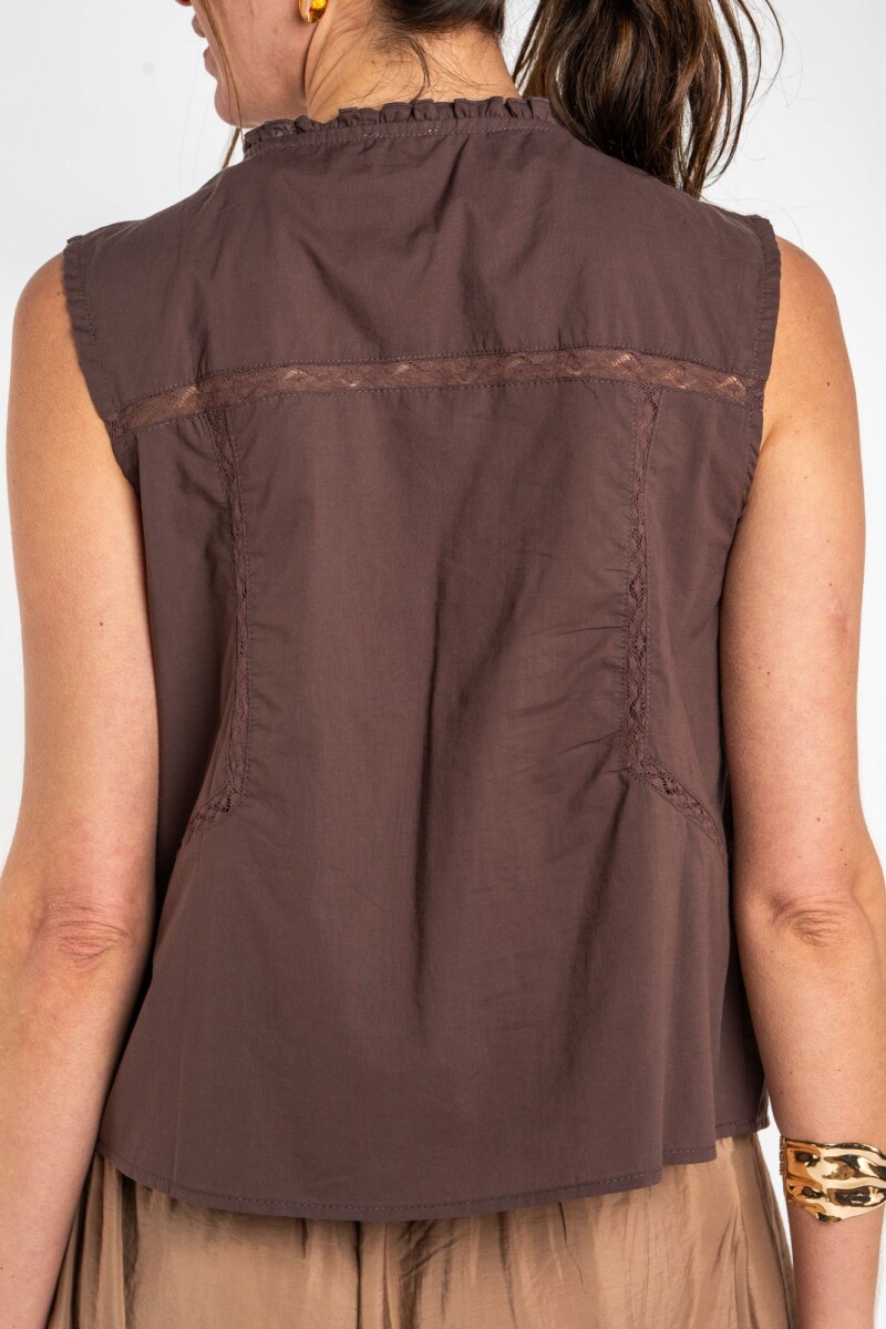 Blusa Bordada Marron