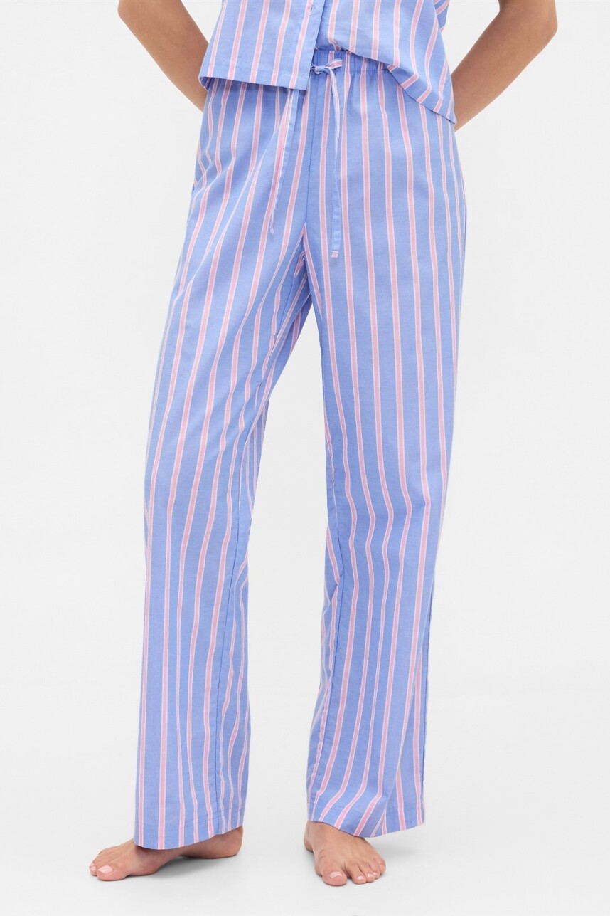 Pijama Pantalón Poplin Mujer Blue Pink Stripe