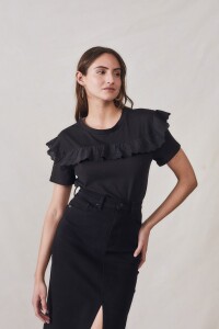 Remera Algodón Combinada Negro
