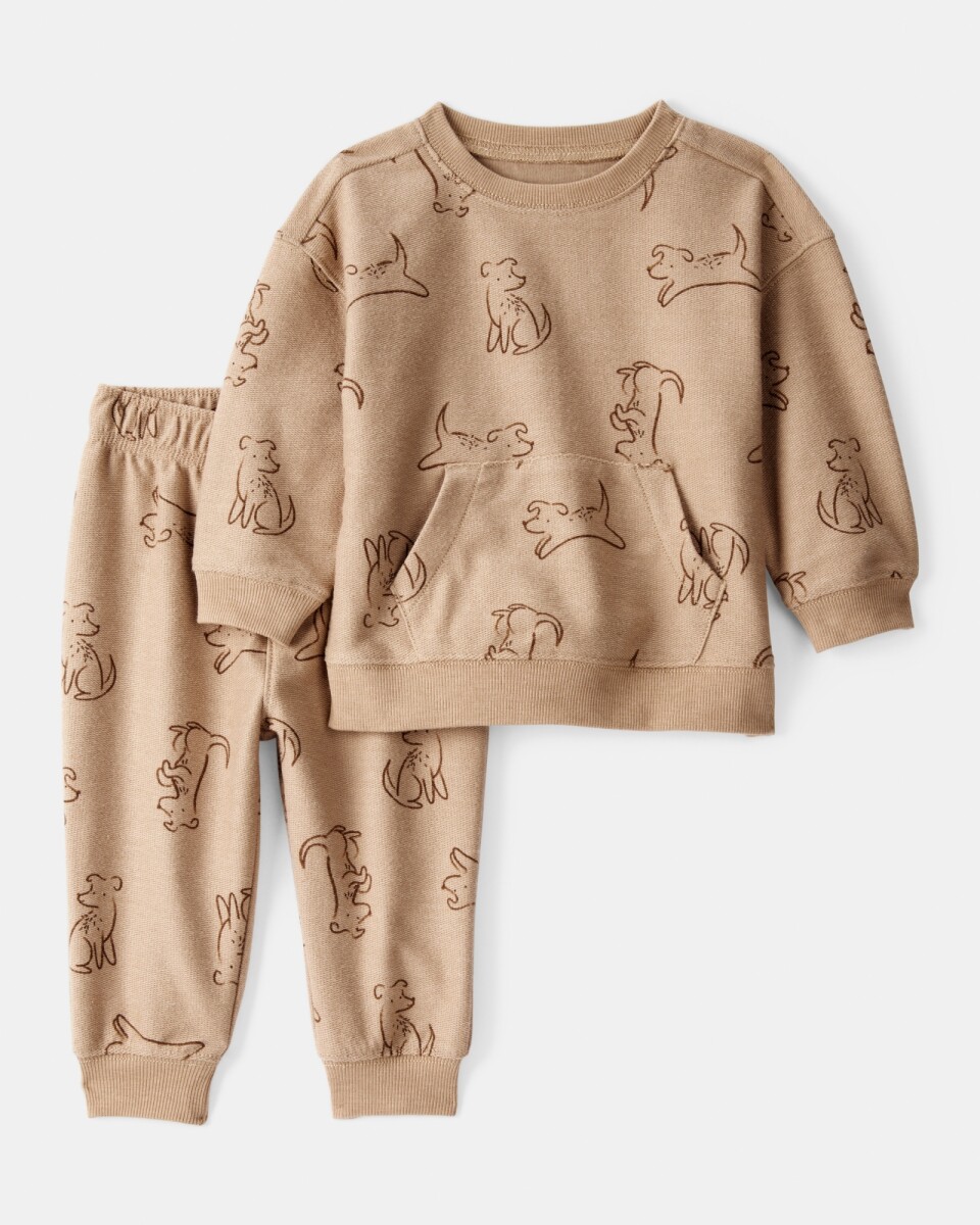 Set dos piezas de algodón, pantalón y buzo, diseño perros 