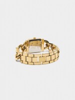 Reloj Mostrador Cuadrado Pulsera De Eslabones dorado