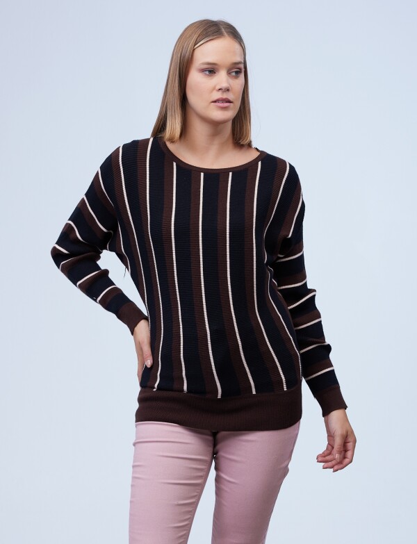 Buzo Dolman Colorblock MARRON/MULTI