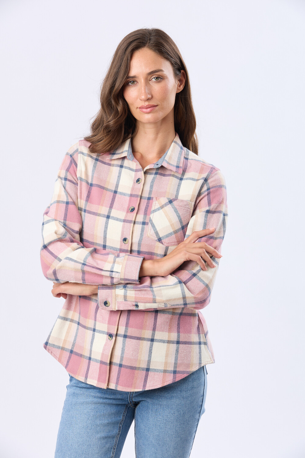 CAMISA VIYELA CUADROS Piedra