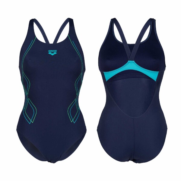 Malla De Entrenamiento Para Mujer Arena Women's Swimsuit V Back Graphic Azul Marino