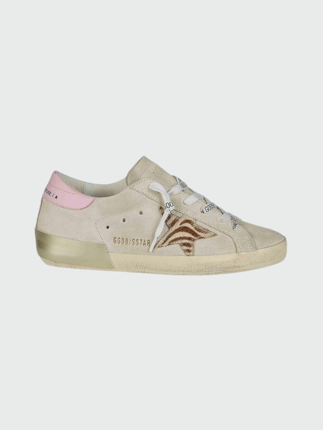 Golden Goose - Championes de gamuza acordonados, Super Star Beige