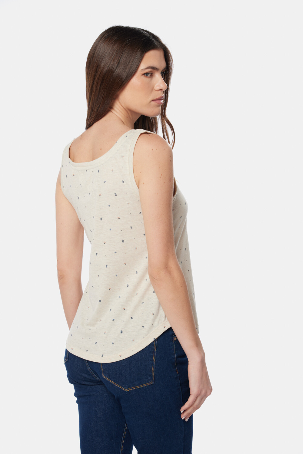 MUSCULOSA ESTAMPADA CON BOTONES Beige