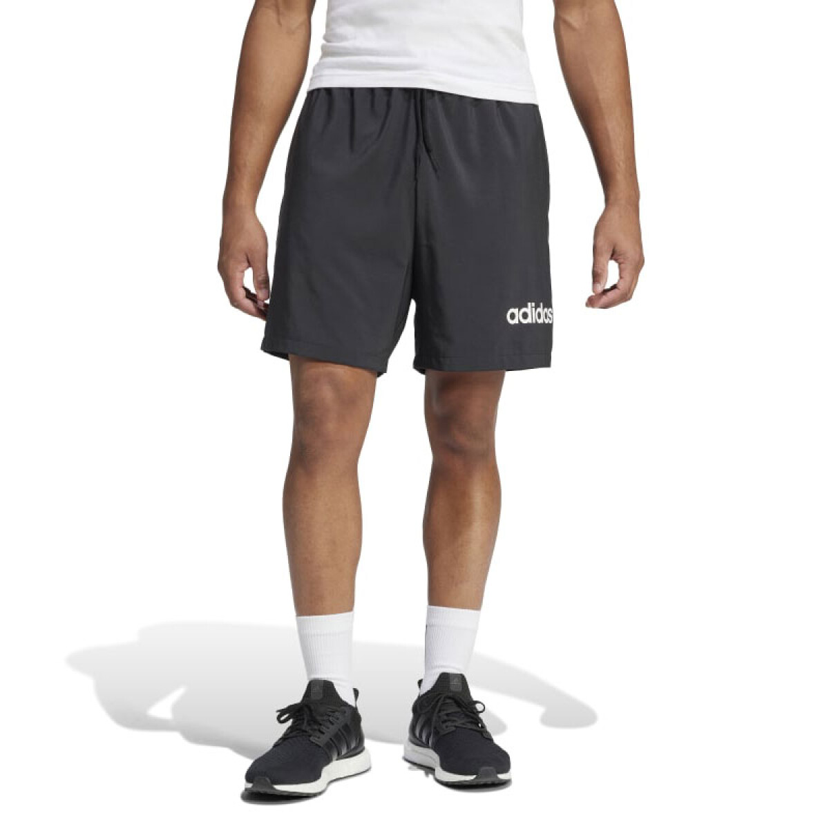 Short de Hombre Adidas Essentials Linear Logo - Negro - Blanco 