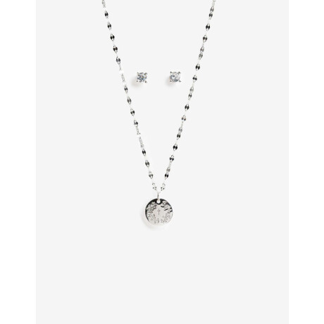 Set Aros Pasantes Y Cadena Plata 925 Plateado Rodio