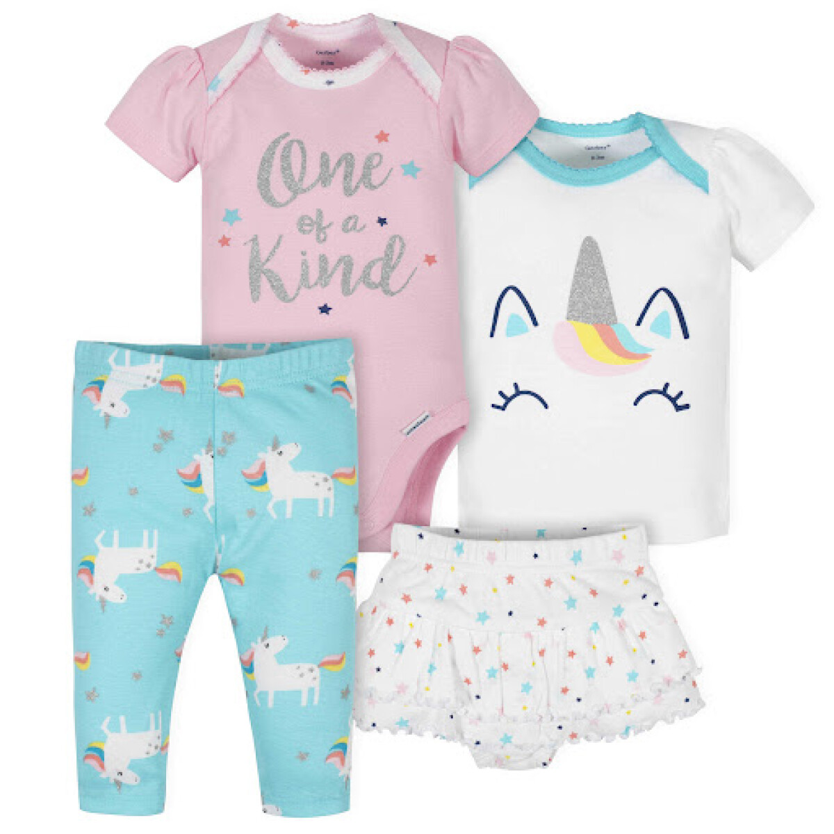 Set Body, pollera, remera y calza - Unicornio 