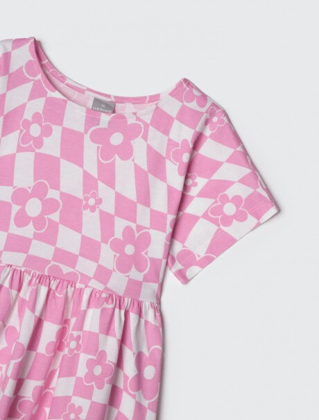 VESTIDO CORTO INFANTIL ESTAMPADO ROSA