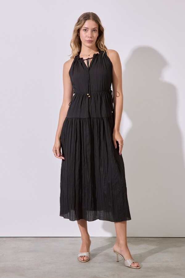 Vestido Maxi Plisado NEGRO