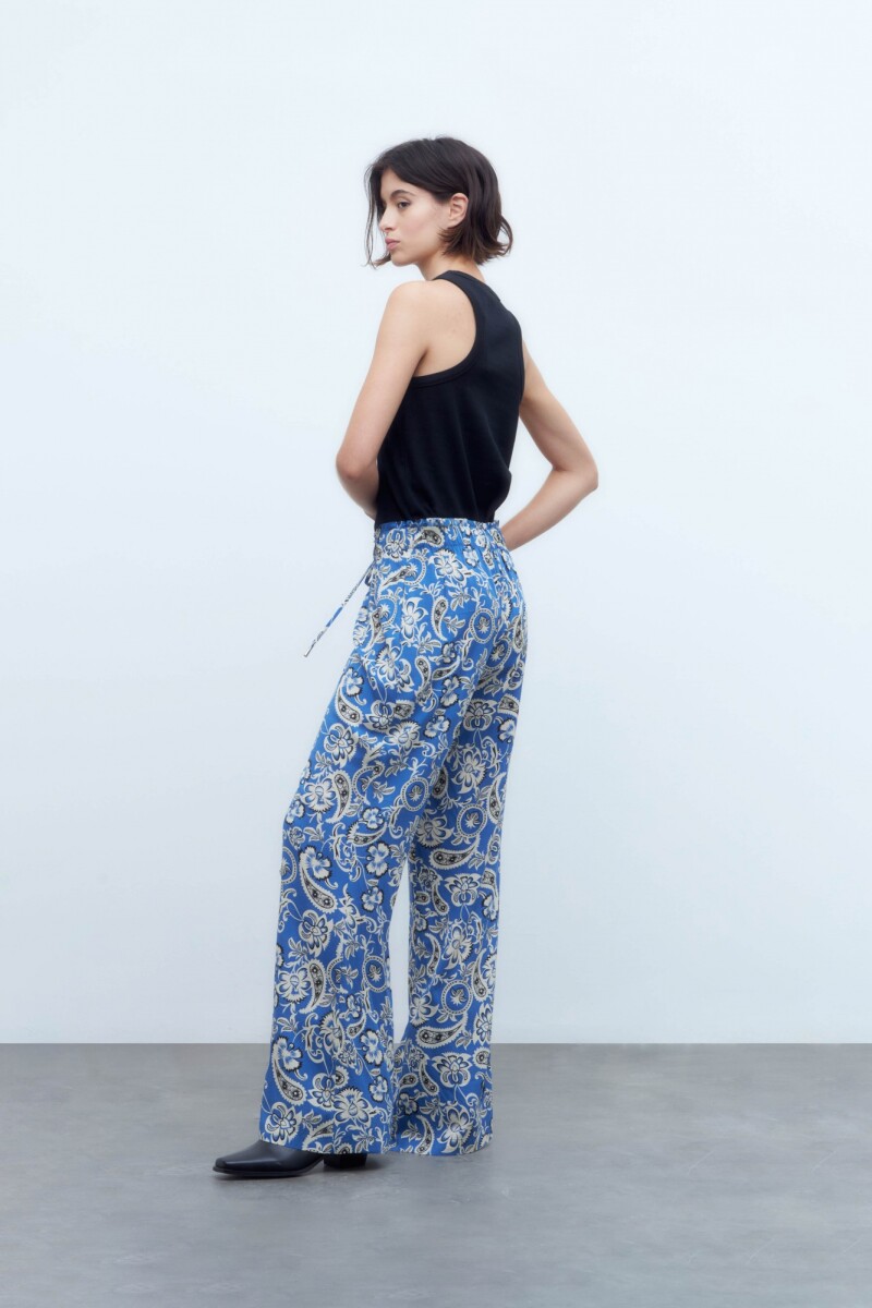 Pantalon con estampa floral azul francia