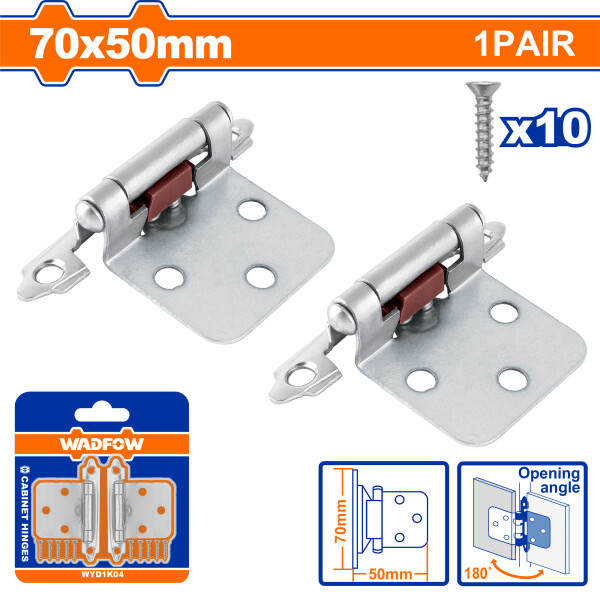 PAR BISAGRAS GABINETE PLATEADA 70X50 MM WADFOW WYD1K04 PAR BISAGRAS GABINETE PLATEADA 70X50 MM WADFOW WYD1K04
