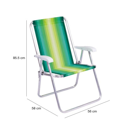 Reposera Silla Alta Plegable en Aluminio Conforto Mor Rayada Verde