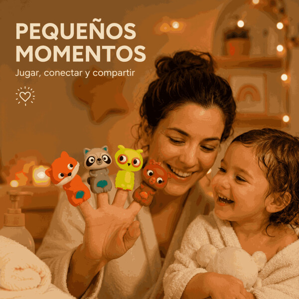 Set X4 Títeres de Dedo Animalitos para Baño y Juego Rosa