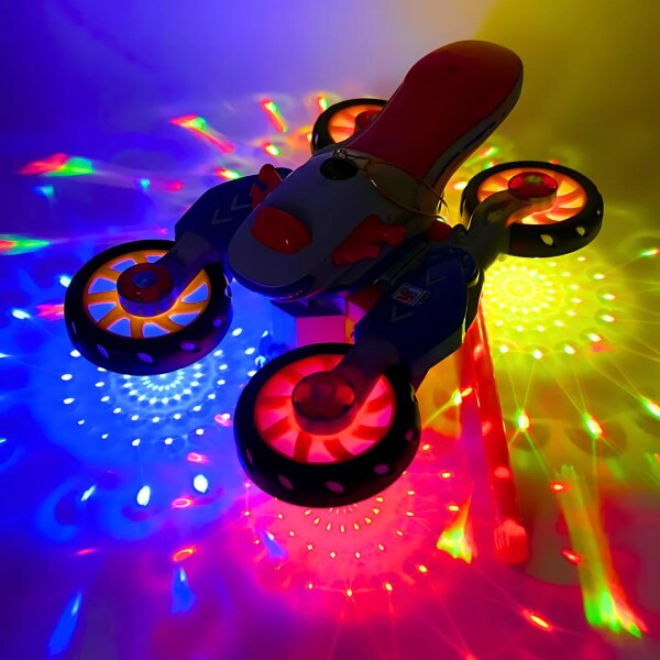 Moto Giratoria Luz Sonido Movimiento 360 Juguete Niños Variante Color Rojo Azul