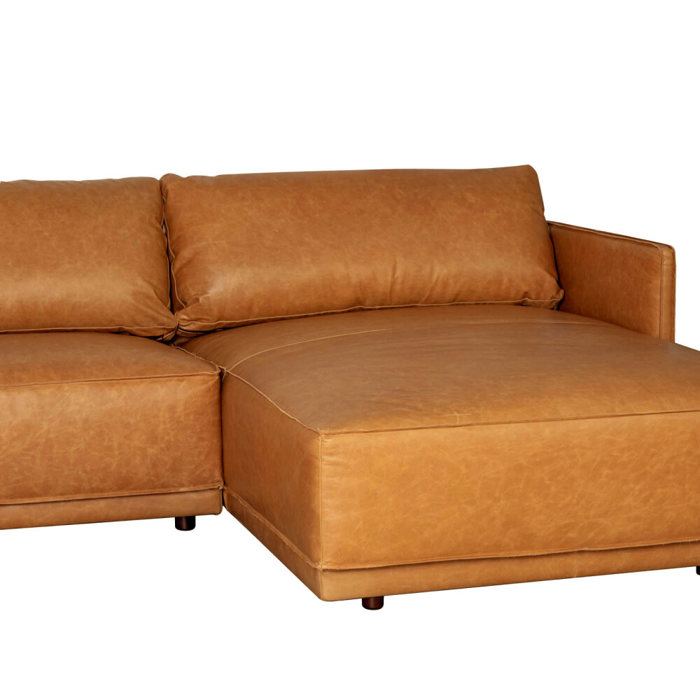 SILLÓN C/CHAISE CUERO-100-NATURAL MARRON ROMEO TP3 CAMEL
