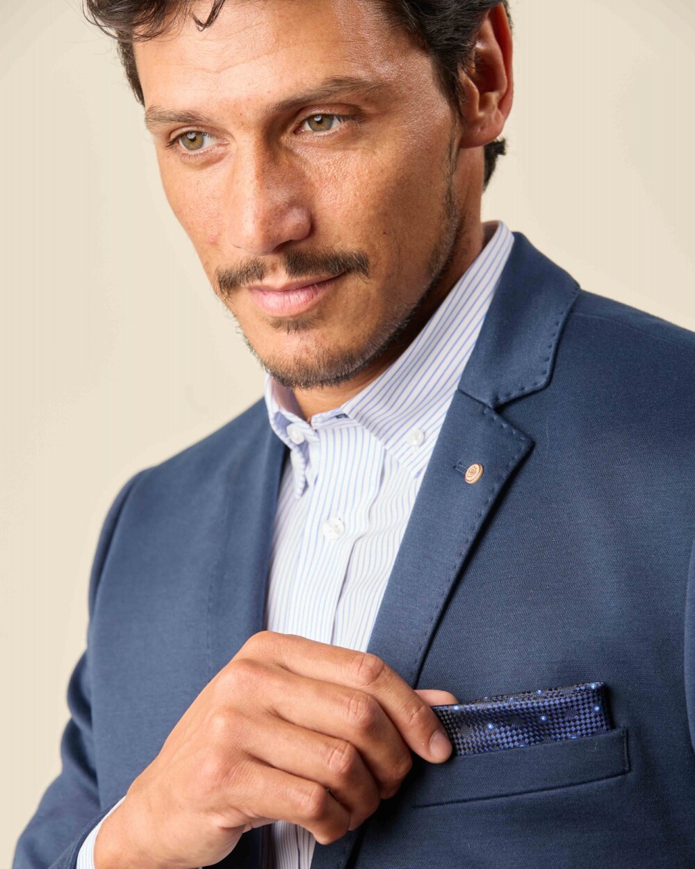 Pañuelo Bolsillo Azul, Celeste y Negro