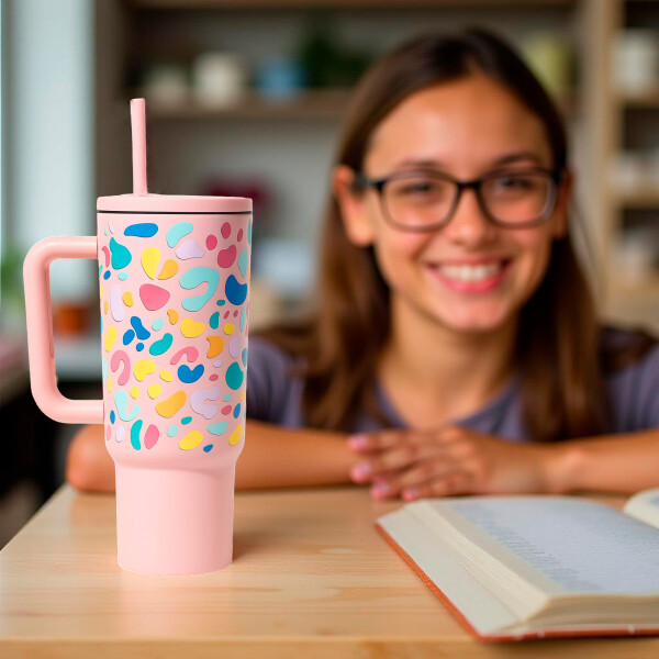 Vaso Térmico Metalico 1.2 Litros Diseño Sorbito Agua Cafe Ax Color Rosa