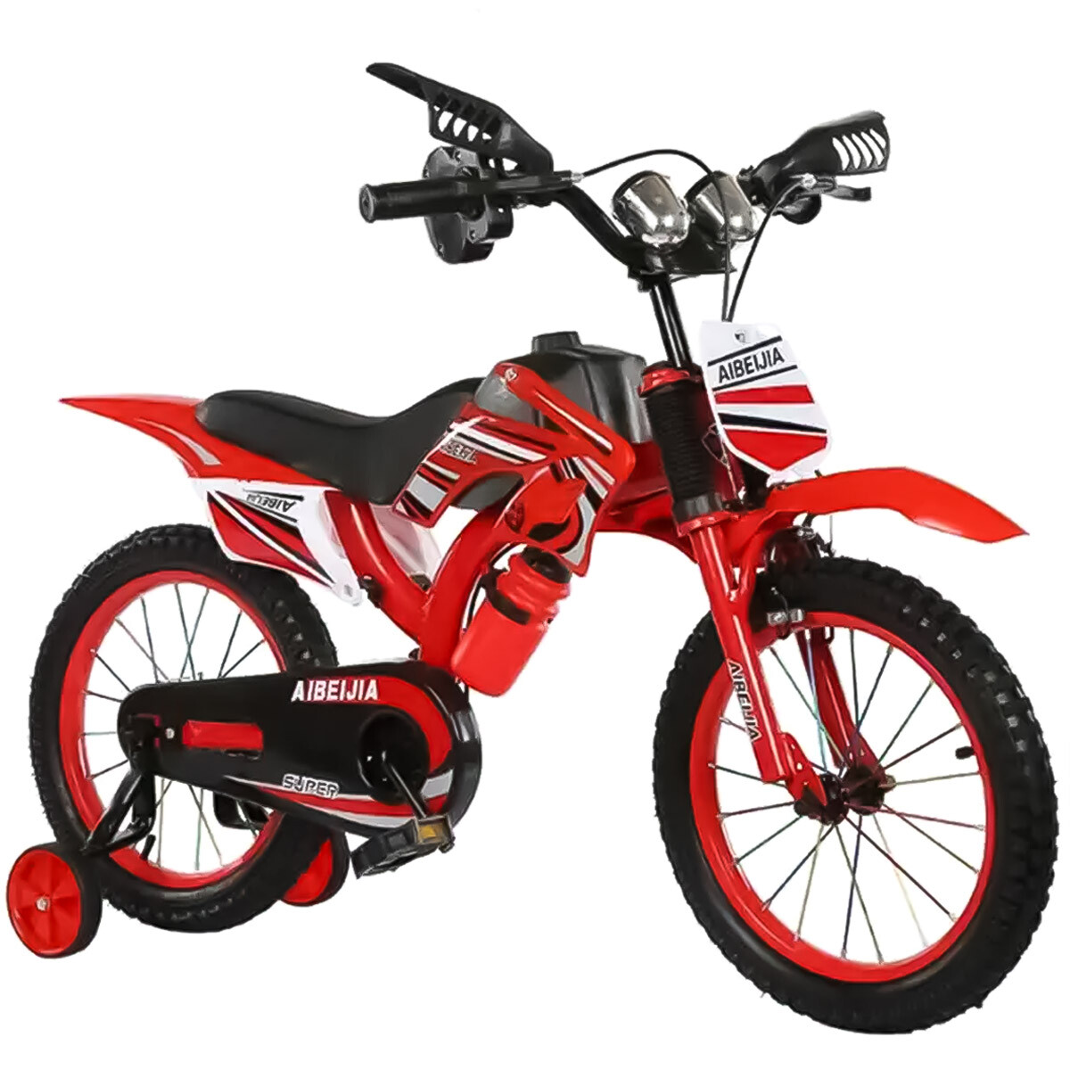 Bicicleta Moto Cross R16 Niño C/ Sonido y Accesorios - Rojo 