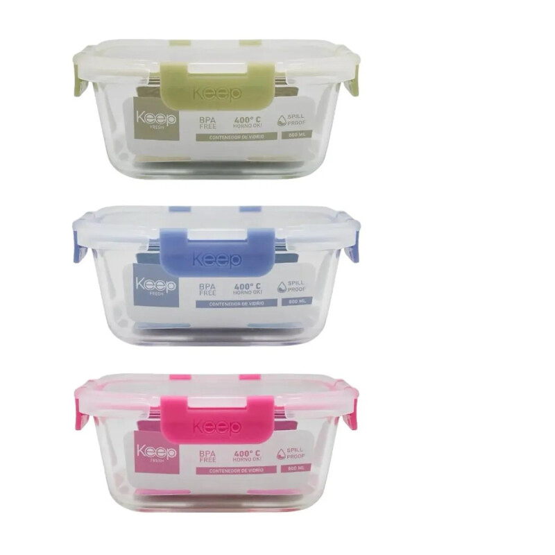 Recipiente Vianda De Vidrio Keep Para Microondas 800 Ml Verde