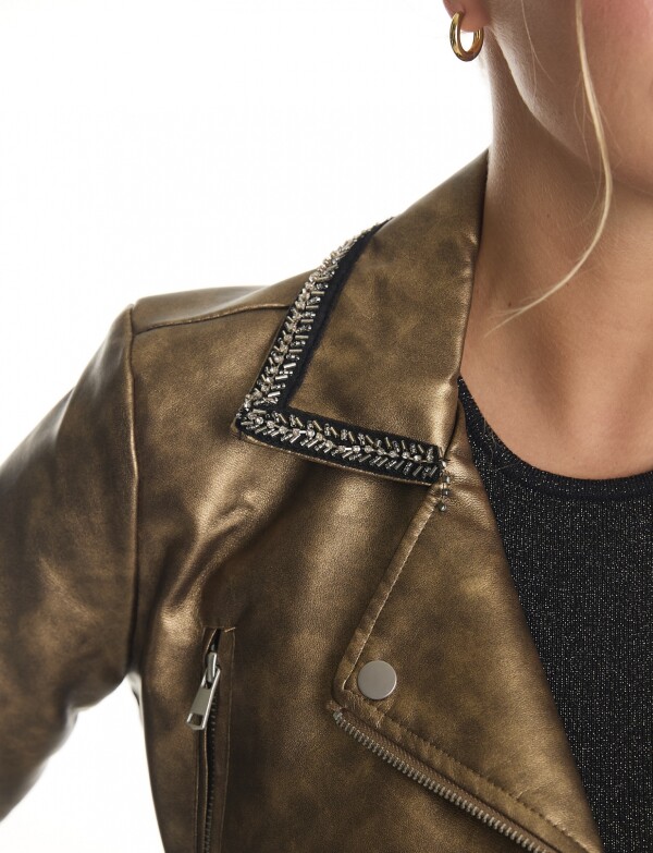Chaqueta Biker Eco Cuero DORADO