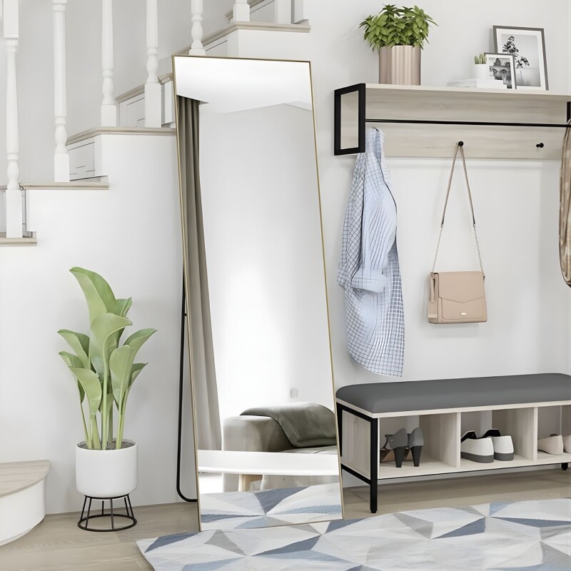Espejo De Pie Lumax Rox Marco Rectangular 60 x 165cm Beige