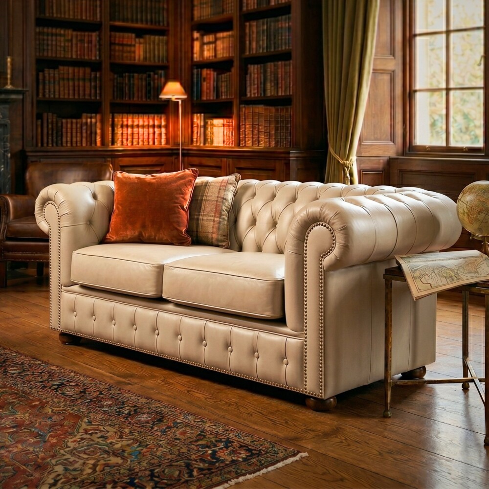 Sillón 100% Cuero - 2 Cuerpos - Chesterfield Arena